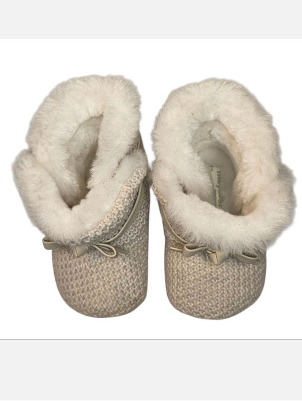 Baby Booties White Faux Fur Knit Kids First Walker Shoes Winter Boots Girls 2 - Picture 2 of 8
